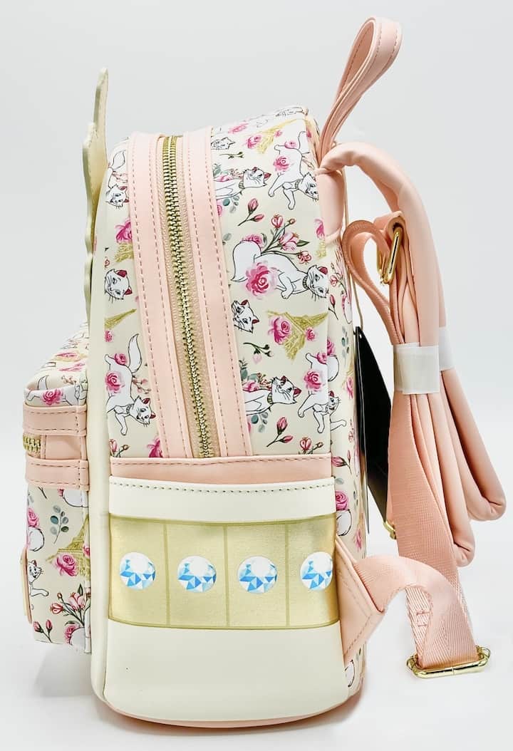 Loungefly Duchess in Paris Floral Mini Backpack Disney Aristocats Bag Left Side