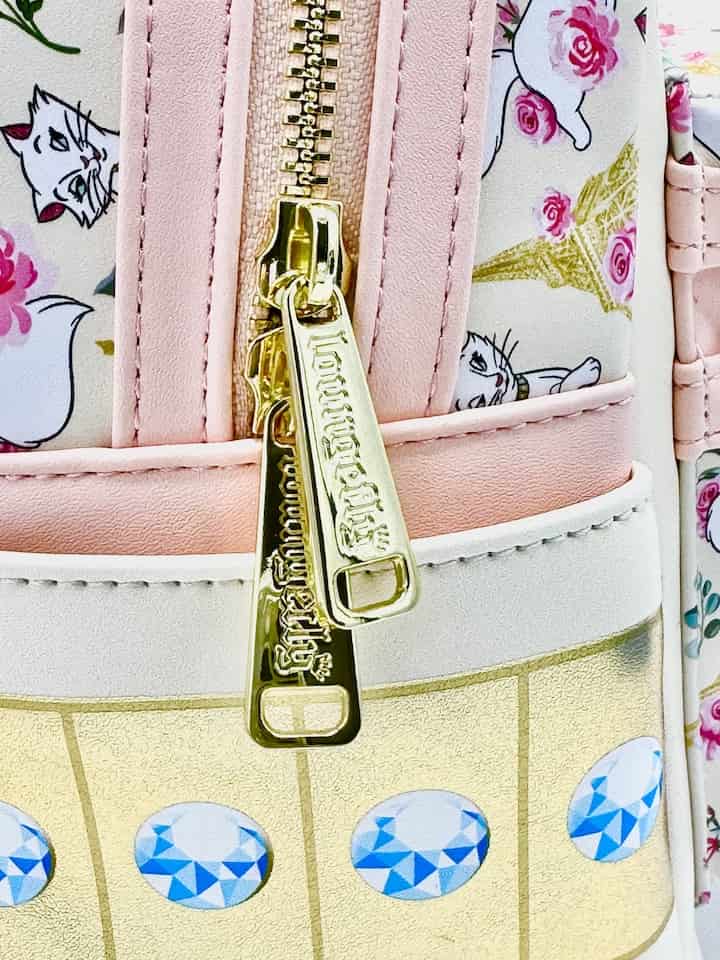 Loungefly Duchess in Paris Floral Mini Backpack Disney Aristocats Bag Zips