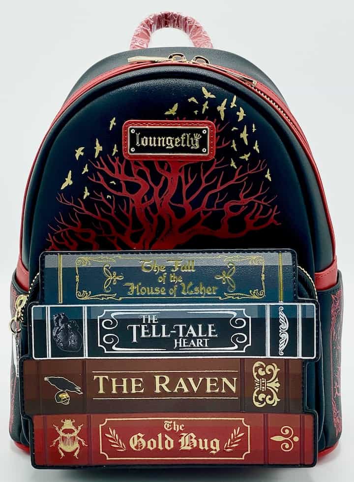 Loungefly Edgar Allen Poe Mini Backpack Horror Books Bag Front Full View