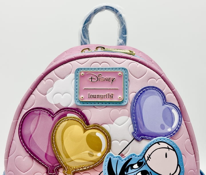 Loungefly Eeyore Heart Balloons Mini Backpack Winnie the Pooh Bag Front Enamel Logo