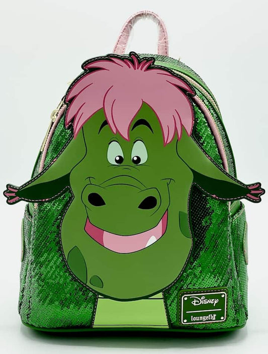 Loungefly Elliot Sequin Mini Backpack Disney Pete's Dragon Bag Front Face Applique