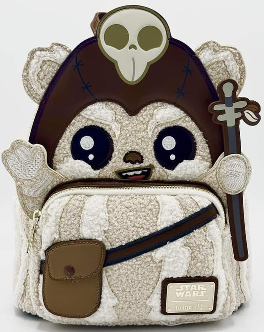 Loungefly Ewok Plush Cosplay Mini Backpack Star Wars Logray Bag Front Full View