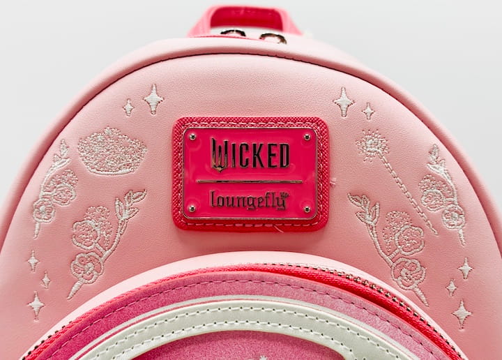 Loungefly Glinda Pink Bubble Mini Backpack Wicked For Good Bag Front Logo