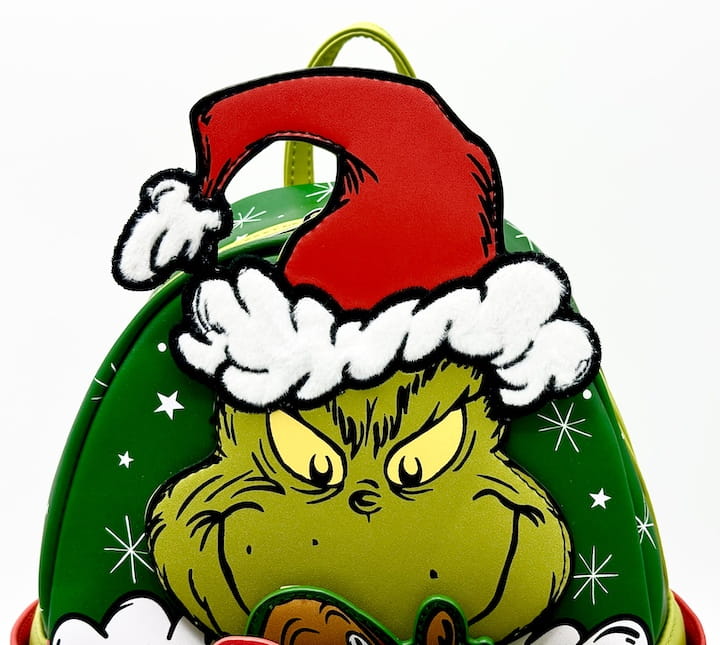 Loungefly Grinch Max Christmas Present Mini Backpack Dr Seuss Bag Front Top