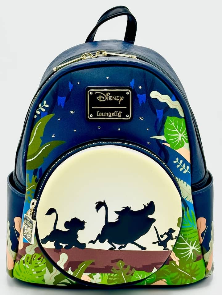 Loungefly Hakuna Matata Mini Backpack Disney Lion King 30th Glow Bag Front Full View
