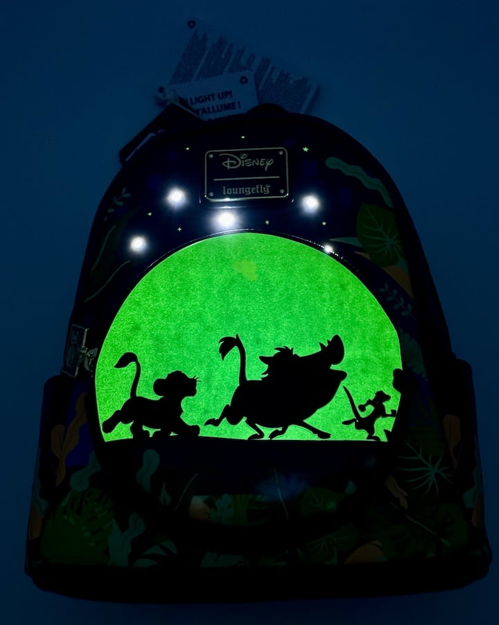 Loungefly Hakuna Matata Mini Backpack Disney Lion King 30th Glow Bag Glow In The Dark Effect