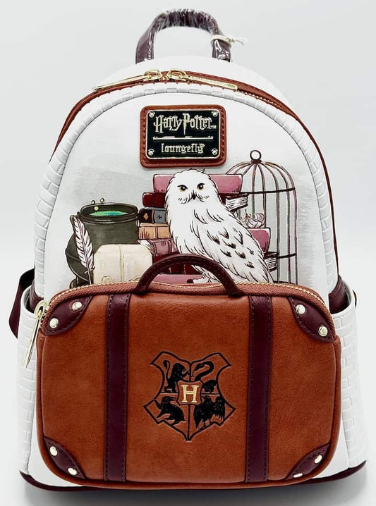 Loungefly Harry Potter Hedwig Suitcase Mini Backpack Off To Hogwarts Bag Front Full View