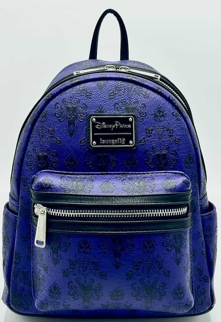 Loungefly Haunted Mansion Mini Backpack Phantom Manor Wallpaper Bag Front Full View