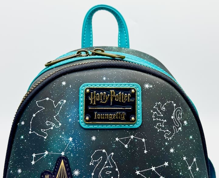 Loungefly Hogwarts Constellations Mini Backpack Harry Potter Glow Bag Front Enamel Logo
