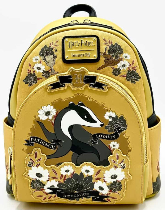 Loungefly Hufflepuff House Tattoo Mini Backpack Harry Potter Bag Front Full View