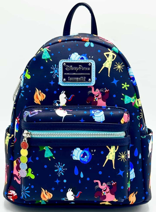 Loungefly Inside Out Mini Backpack Disney Parks Pixar AOP Bag Front Full View