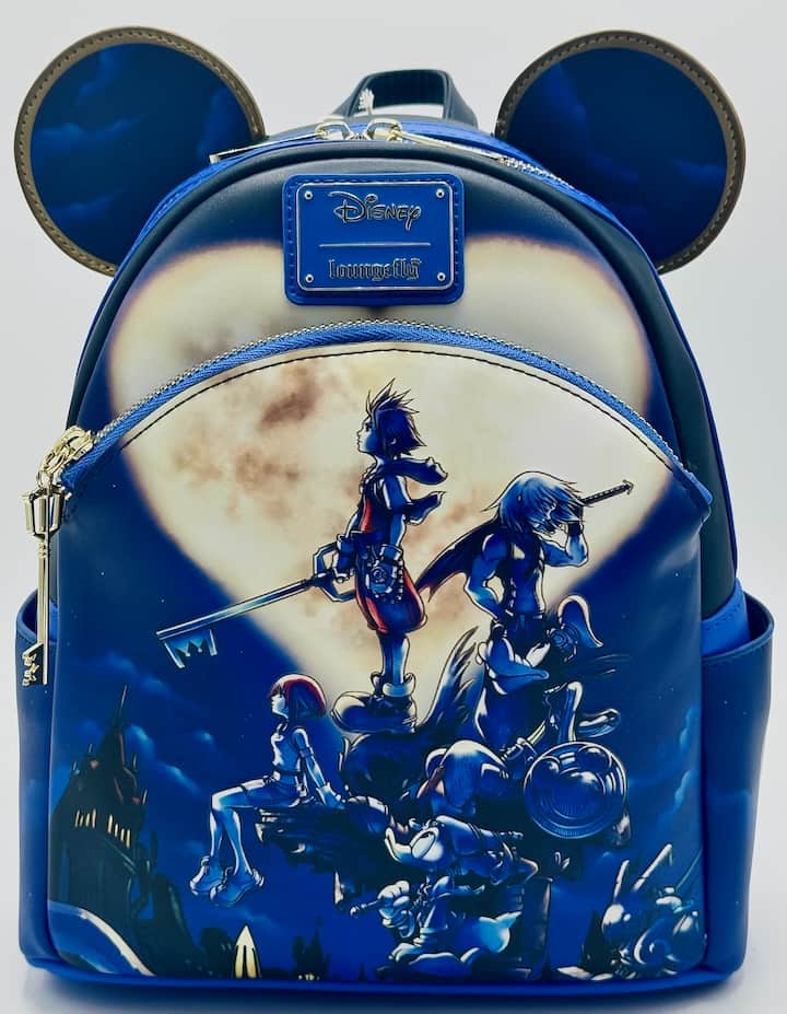 Loungefly Kingdom Hearts Mini Backpack Blue Disney Bag Front Full View