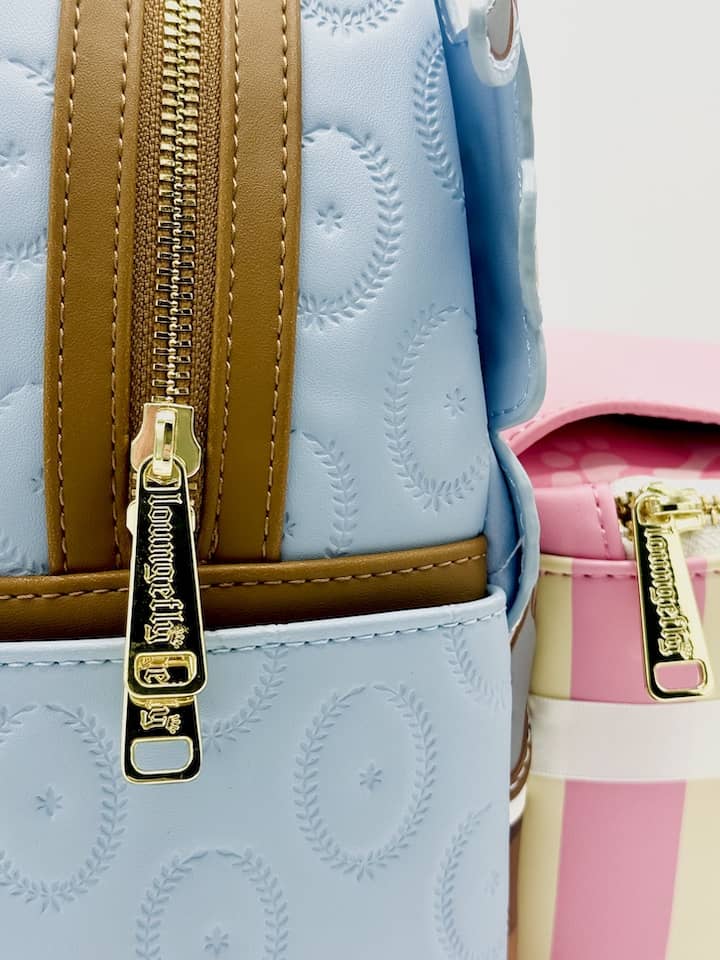 Loungefly Lady and the Tramp Present Mini Backpack Pop Up Puppies Bag Front Full View Closed Zips