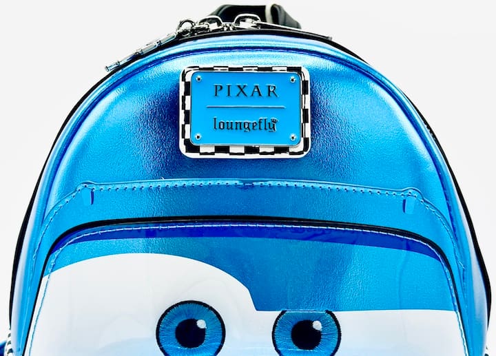 Loungefly Lightning McQueen Dinoco Blue Mini Backpack Cars Bag Front Logo