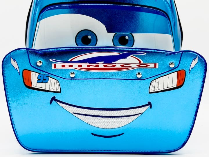 Loungefly Lightning McQueen Dinoco Blue Mini Backpack Front Pocket