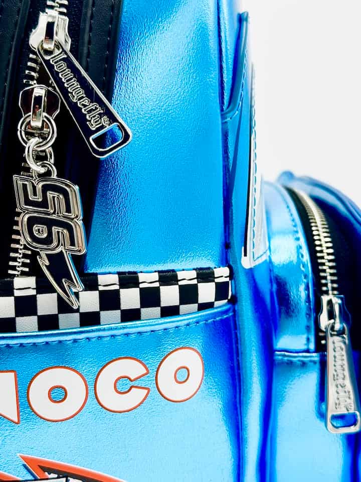 Loungefly Lightning McQueen Dinoco Blue Mini Backpack Cars Bag Keyring