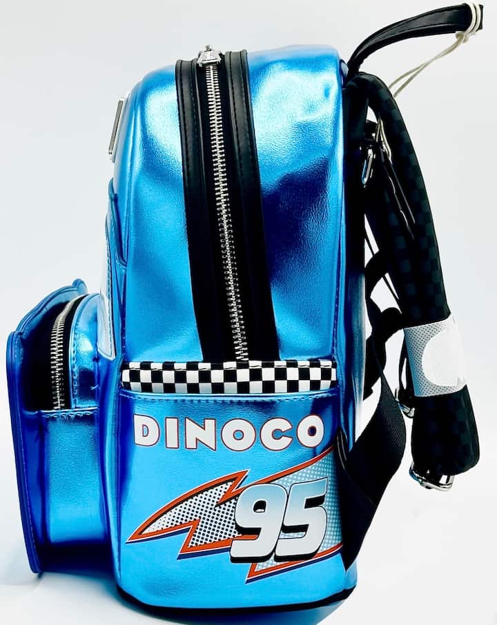Loungefly Lightning McQueen Dinoco Blue Mini Backpack Cars Bag Left Side