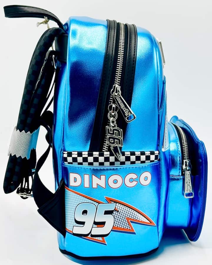 Loungefly Lightning McQueen Dinoco Blue Mini Backpack Cars Bag Right Side