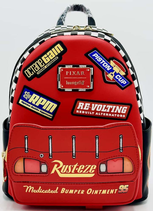 Loungefly Lightning McQueen Rusteze Mini Backpack Cars Light Up Bag Front Full View