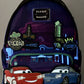 Loungefly Lightning McQueen Sally Night Mini Backpack Light Up Bag Front Full View Glow In The Dark Effect