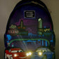 Loungefly Lightning McQueen Sally Night Mini Backpack Light Up Bag Front Full View Light Up Effect