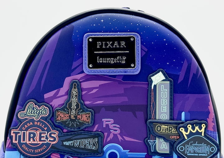 Loungefly Lightning McQueen Sally Night Mini Backpack Light Up Bag Front Logo