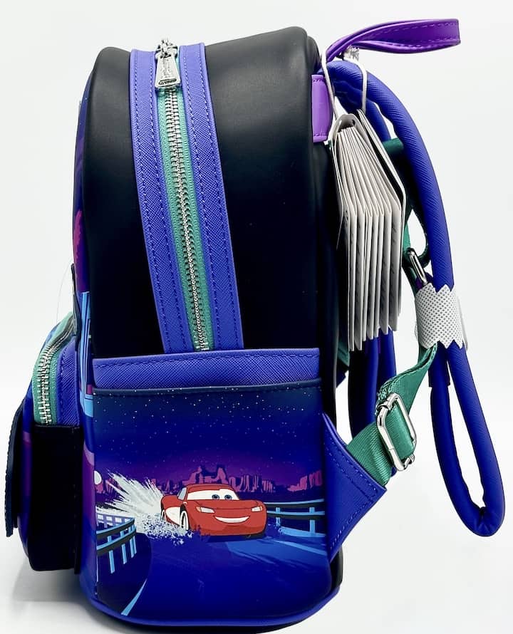 Loungefly Lightning McQueen Sally Night Mini Backpack Light Up Bag Left Side