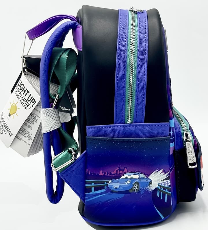 Loungefly Lightning McQueen Sally Night Mini Backpack Light Up Bag Right Side