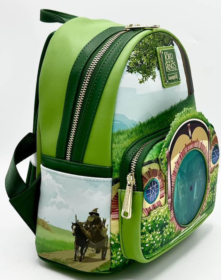 Loungefly Lord of the Rings Mini Backpack The Shire Hobbiton Bag End Front Full View Lenticular Right
