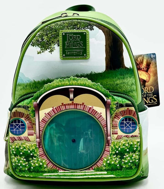 Loungefly Lord of the Rings Mini Backpack The Shire Hobbiton Bag End Front Full View Straight On