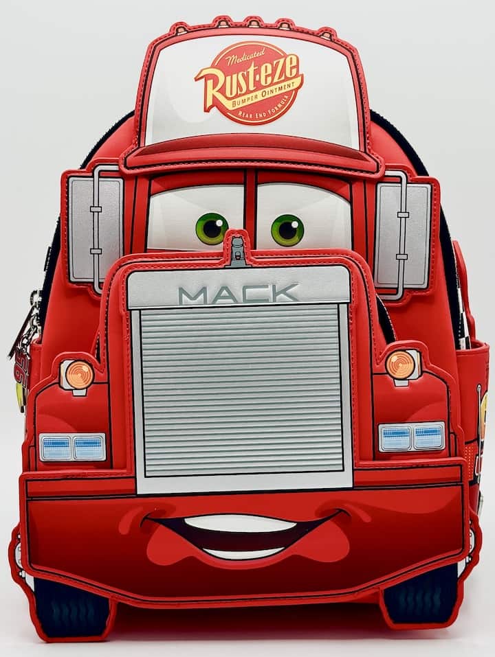 Loungefly Mack Mini Backpack Pixar Cars Truck Glow In The Dark Bag Front Full View
