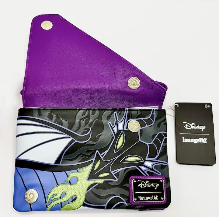 Loungefly Maleficent Dragon Crossbody Bag Disney Sleeping Beauty Front Flap Open