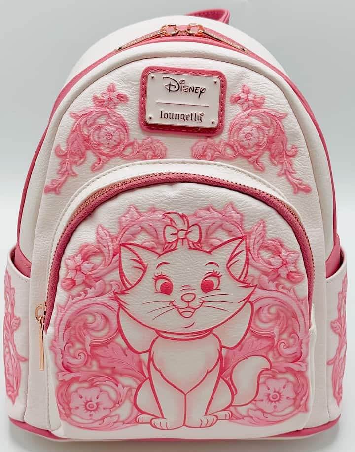 Loungefly Marie Floral Pink Mini Backpack Disney Aristocats Bag Front Full View