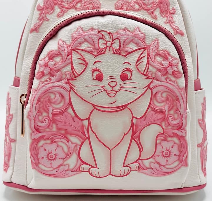 Loungefly Marie Floral Pink Mini Backpack Disney Aristocats Bag Front Pocket