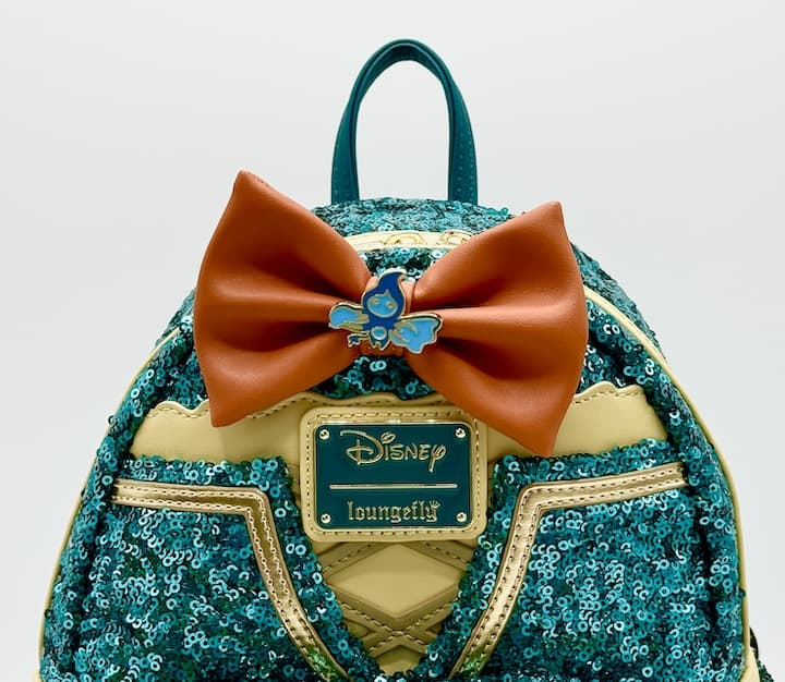 Loungefly Merida Sequin Mini Backpack Disney Pixar Brave Bag Front Orange Bow