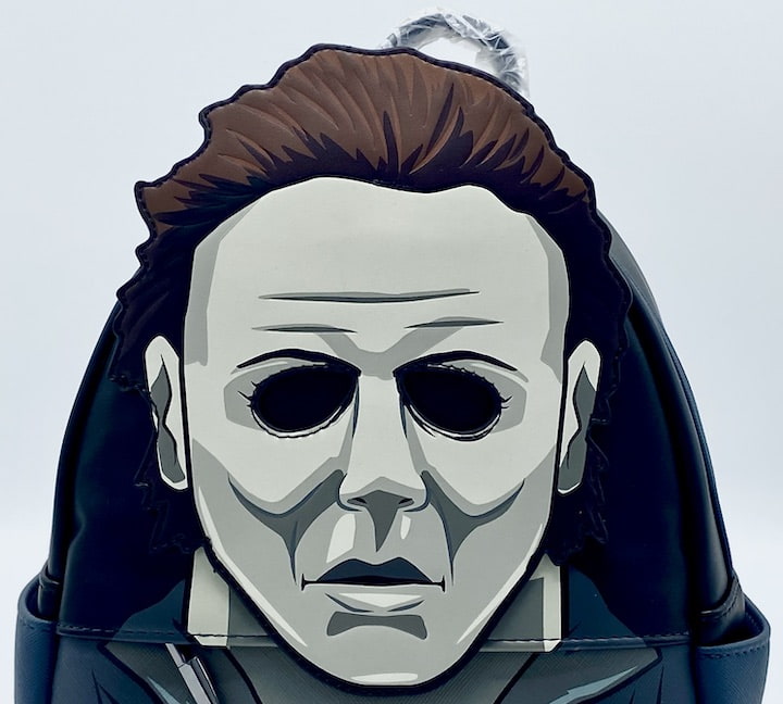Loungefly Michael Myers Mini Backpack Halloween Mask Cosplay Bag Front Face Applique