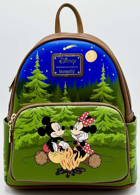 Loungefly Mickey Minnie Mouse Camping Mini Backpack Disney Bag Front Full View