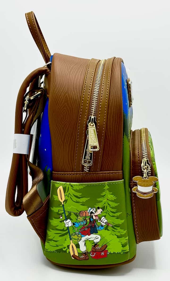 Loungefly Mickey Minnie Mouse Camping Mini Backpack Disney Bag Right Side Goofy Artwork