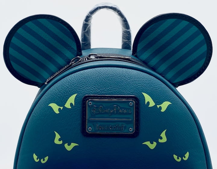 Loungefly Mickey Mouse Haunted Mansion Mini Backpack Phantom Manor Bag Front Enamel Logo