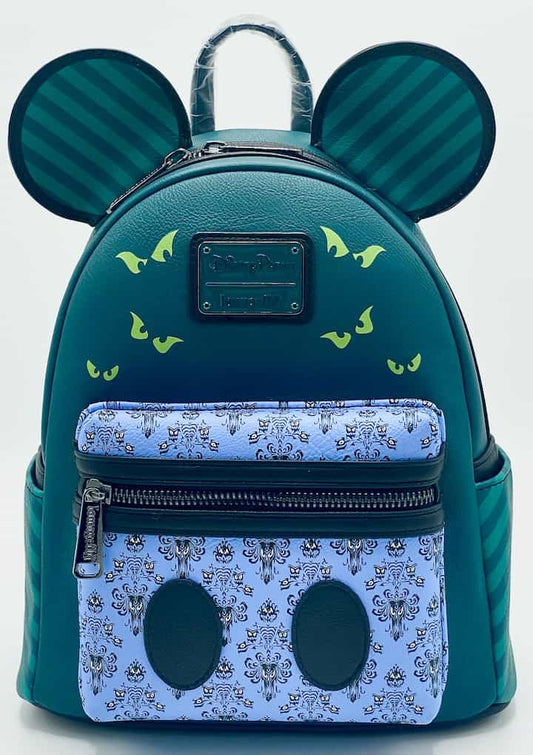 Loungefly Mickey Mouse Haunted Mansion Mini Backpack Phantom Manor Bag Front Full View