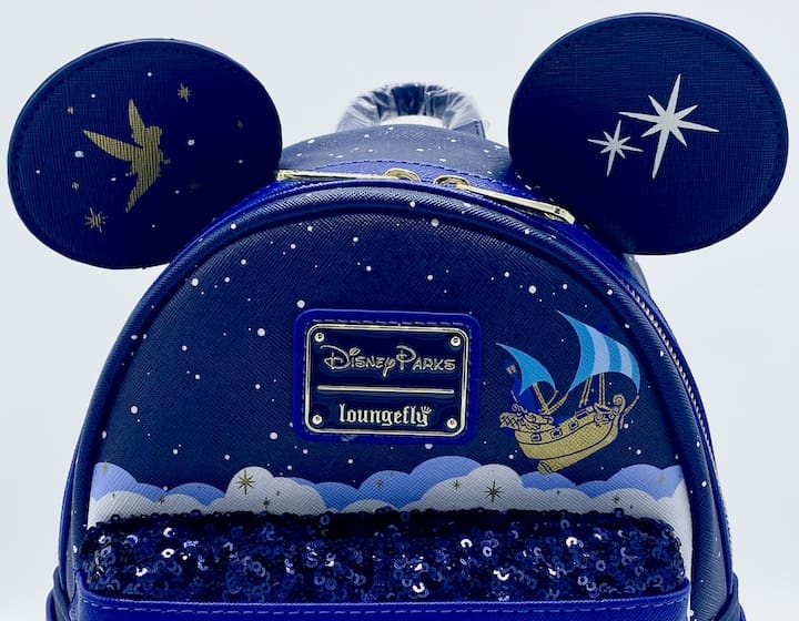 Loungefly Mickey Mouse Peter Pan Flight Mini Backpack Disney Parks Bag Front Enamel Logo