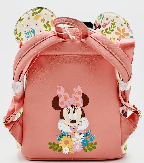 Loungefly Minnie Mouse Floral Sequin Mini Backpack Disney Spring Bag Back