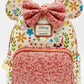 Loungefly Minnie Mouse Floral Sequin Mini Backpack Disney Spring Bag Front Full View