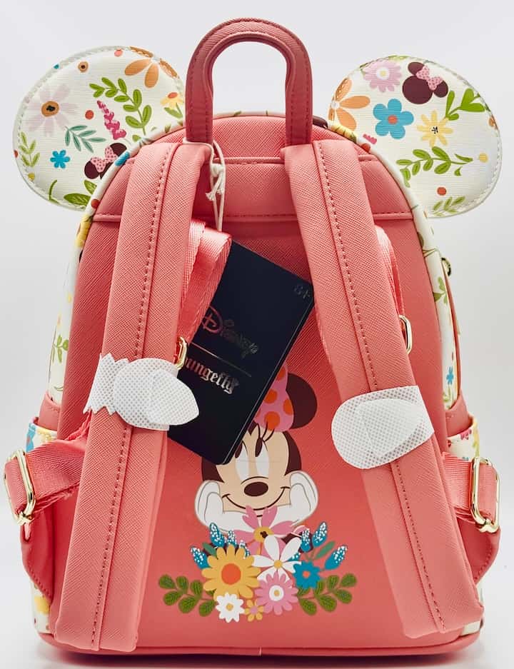 Loungefly Minnie Mouse Floral Sequin Mini Backpack Disney Spring Bag Straps