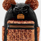Loungefly Minnie Mouse Halloween Sequin Mini Backpack Disney Bat Bag Front Full View