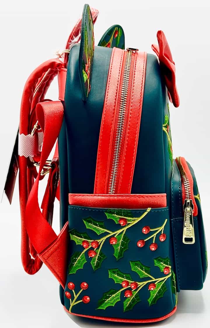 Loungefly Minnie Mouse Holly Holiday Mini Backpack Christmas Bag Right Side
