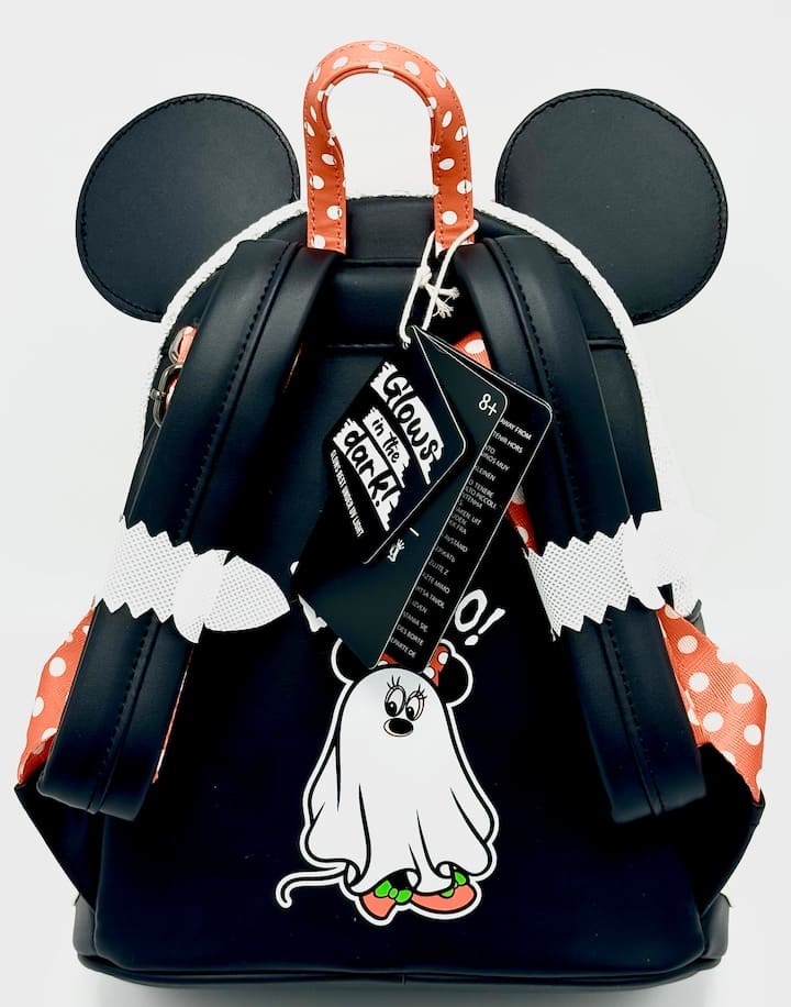 Loungefly Minnie Mouse Sequin Ghost Mini Backpack Glow Halloween Bag Straps