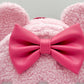 Loungefly Minnie Mouse Strawberry Scented Mini Backpack Sherpa Bag Front Bow