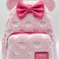 Loungefly Minnie Mouse Strawberry Scented Mini Backpack Sherpa Bag Front Full View