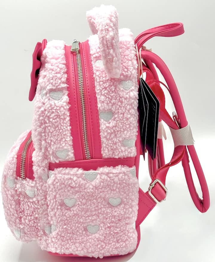 Loungefly Minnie Mouse Strawberry Scented Mini Backpack Sherpa Bag Left Side